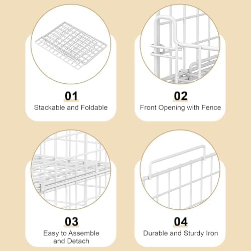 4-Tier Stackable Closet Organizers and Storage Basket - Foldable Closet Shelf Organizer System, Sturdy Metal Space-Saving Clothes Storage Bins for Wardrobe, White - Image 6