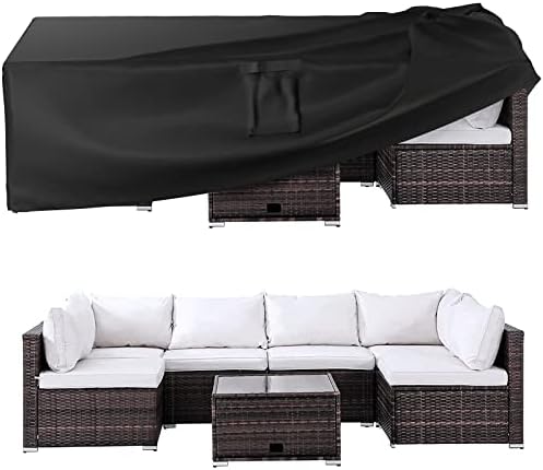 Ruimoy Patio Furniture Covers, Outdoor Furniture Cover Waterproof, General Purpose, Outside Table and Chair Covers, Heavy Duty 600D (124 Inch L x 70.8 Inch W x 29.1 Inch H) by Ruimoy