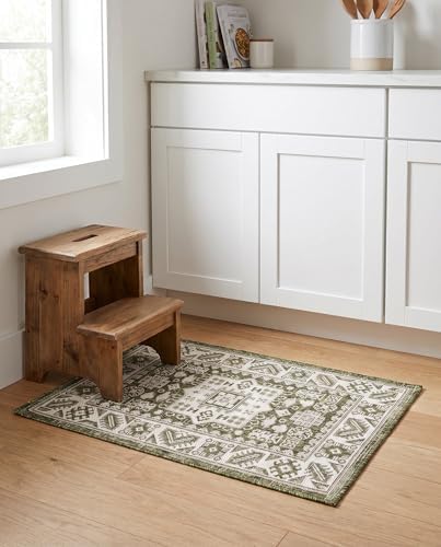 Rugs.com - Outdoor Aztec Rug – 2' x 3' 1 Green Indoor/Outdoor Rug – Washable, Stain-Resistant for Patios, Porches, and Entryways - Image 6