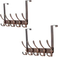 Dseap Over The Door Hook Hanger - Fits 1 3/8" to 1 3/4" Standard Doors | 5 Tri Hooks Heavy Duty Towel/Coat Rack | Door Organizer for Clothes, Jackets, Hats, Towels, Antique Copper, Pack of 2 by Dseap