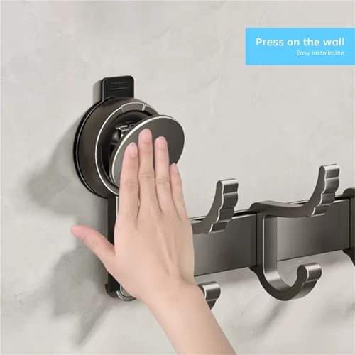 Metal Coat Hook Rail Suction Cup Door Rear Hook Perforation-Free Strong Load Bearing Hanging Rack Storage Wall(Six Hooks) - Image 4