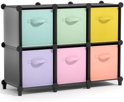 Sorbus 6 Cube Storage Organizer with 6 Fabric Bins (Black) by Sorbus