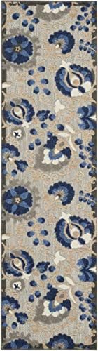 Nourison Home Aloha Natural Blue 2'3" x 10' Area Rug - Easy Clean, Non Shedding, Bed Room, Living Room, Dining Room, Kitchen (10' Runner) - Image 3