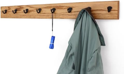 PegandRail Oak Wall Mounted Coat Rack with Aged Bronze Singular Style Hooks 4.5" Ultra Wide (Golden Oak, 41" x 4.5 with 8 Hooks) - Image 2