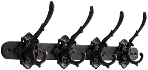 Cast Iron Wall Mounted Coat Hooks -Coat & Hat Organizer Hooks for Home Entryway 4 Hooks by CreatedOn2005