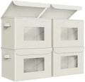 Univivi Fabric Storage Bins with Lids for Clothes 4 Pack, Beige Linen by Univivi