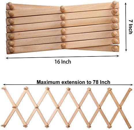 SKOLOO Hat Rack for Wall with 20 Hooks, Solid Wooden, Modern, Expandable Coat Rack Wall Mount for Coats, Hats, Bags, Baseball Caps, Natural Color - Image 6