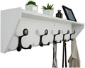 WEBI Wall Shelf with Hooks Underneath,35" Long Wall Mounted Coat Rack with Shelf,Entryway Coat Rack with 5 Triple Hooks for Hanging Coats,Jacket,Hallway,Bedroom,Mudroom,White by WEBI