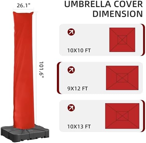 Patio Cantilever Umbrella Outdoor Waterproof Cover with Zippe - Image 2