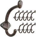 Dseap Cast Iron Wall Hooks L=5”, Heavy Duty Coat Hooks, Rustic Vintage Farmhouse Hook for Hanging Winter Coats Jackets Towels Hats Bags Plants, Antique Brown, Pack of 10 (ShieldBold) by Dseap