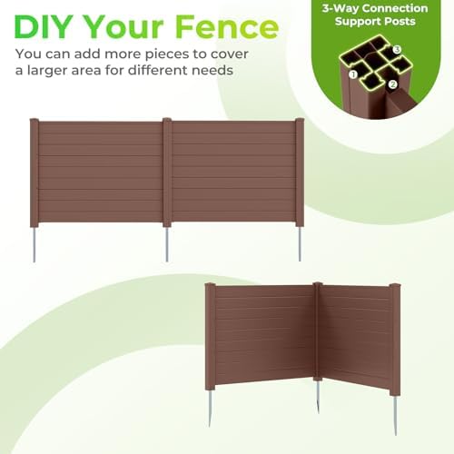 GIANTEX No-Dig Air Conditioner Fence, 4 Panels, 48''W x 36''H, Brown - Image 6