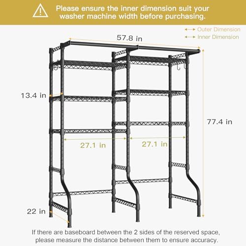 Ulif U13 Medium Over Washer and Dryer Storage Shelves, 6 Tiers Laundry Rack - Image 3