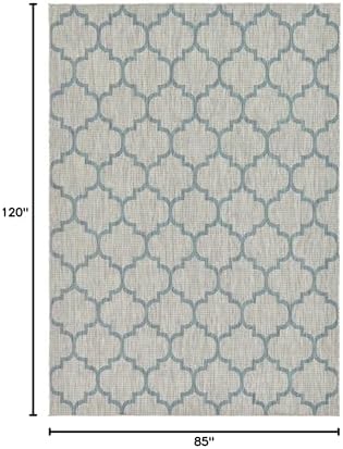 Unique Loom Outdoor Trellis Collection Area Rug (7' 1" x 10' Rectangle, Gray/ Ivory) - Image 3