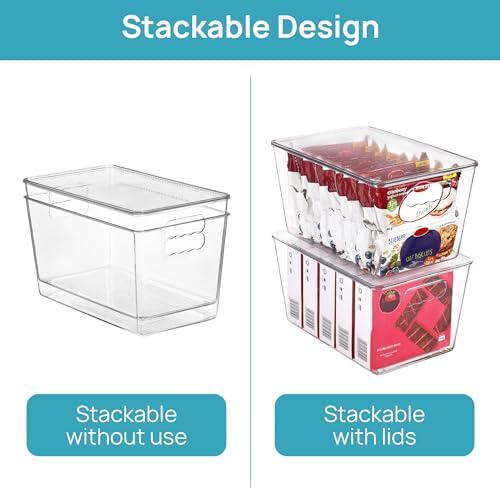 Vtopmart 8 Pack Clear Stackable Storage Bins with Lids and Handles, Large - Image 3
