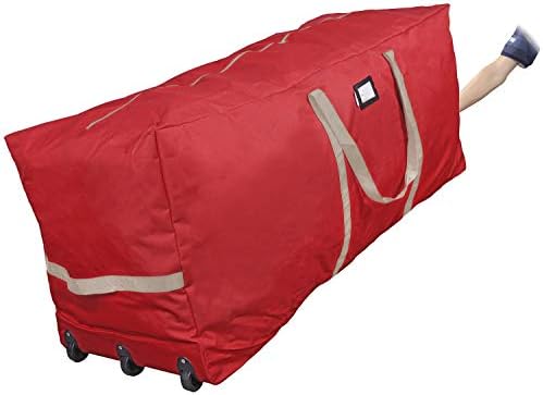 ProPik Rolling Christmas Tree Storage Bag, Fits Up to 9 ft. Xmas Tree, 28"x 16"x 60", Extra Large Heavy Duty Storage Container with Wheels and Handles, 600D Oxford (Red) - Image 3