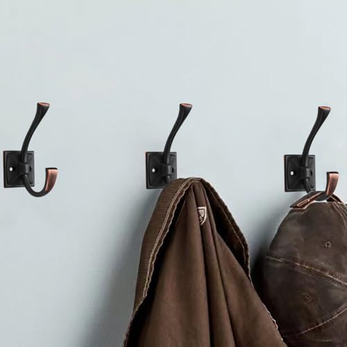 10 Pack Decorative Heavy Duty Towel Hooks for Hanging Robe Double Oil Rubbed Bronze Coat Hooks Wall Mounted with Screws for Key, Towel, Bags, Cup, Hat - Image 4