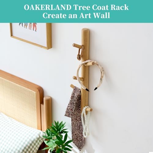 Oak Wood Coat Rack, Wall Mount Coat Hooks with 9 Hooks for Clothes Hats Towel Purse Robes, Entryway, Bathroom, Mudroom, Bedroom, 36inch - Image 4