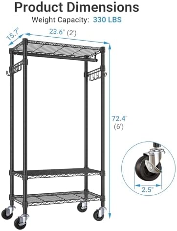 VIPEK R3 Medium Rolling Clothing Rack for Hanging Clothes Portable Closet - Image 5