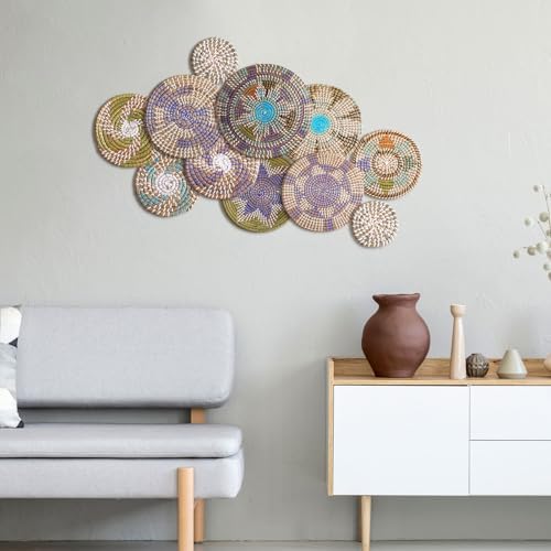 Tatuo 11 Pcs Boho Wall Basket Decor Woven Wall Hanging Art, Multicolour - Image 5