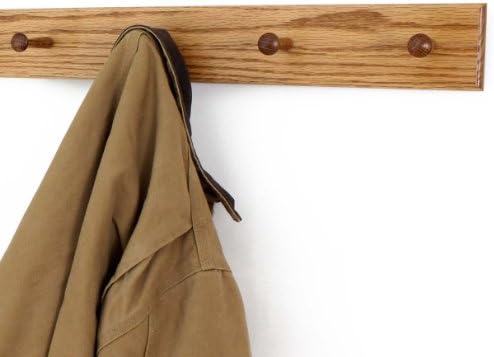 Solid Oak Shaker Peg Rack Made in The USA - Golden Oak Stain Stain 41 x 3.5 Inches with 7 Pegs - Image 3