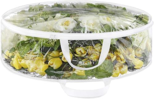 Whitmor Clear Wreath Storage Container with Tear Resistant PE Material,30" Christmas Storage Bag with Reinforced Handle & Zipper for Artificial Wreath,Garland & Holiday Decor Organization,(Pack of 6) by Whitmor