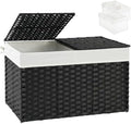 SETVSON Storage Basket with Lid Wicker Baskets for Storage, 160L Black by SETVSON