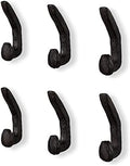 Rustic State Halle Wall Mount Cast Iron Hooks Coat Towel Bag Hat Hanger Multiuse Entryway Railroad Spike Rack Black Set of 6 by RusticState