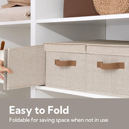 StorageWorks Fabric Storage Bins with Lids, Decorative Storage Bins - Image 4