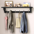 RALGEND 29" Coat Rack Wall Mount Shelf, Wall Shelf with 6 Hooks, Long Coat Hangers for Living Room, Entryway Storage Organizer, Wooden Floating Shelves for Bathroom, Bedroom, Kitchen, Black 7401BJBB by RALGEND