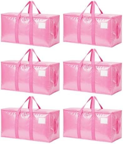 Songrey Extra Large Heavy Duty Moving Bags, 6 Pack, Pink by Unknown