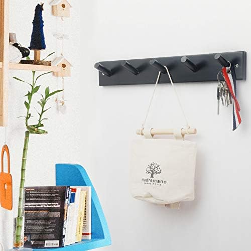 WEBI Coat Rack Wall Mounted,16" Hole to Hole,Coat Hanger Wall Mount with 5 Hooks for Hanging Coats,Hook Rack Peg Rail for Hats,Jacket,Clothes,Towels,Black,2 Packs - Image 6