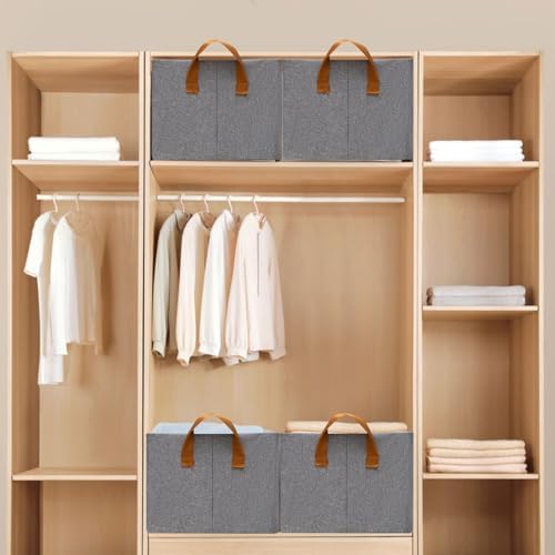 SNWDN 6 Pack Closet Cloth Storage Bins with Handles（Grey 16.5''L x 11.8''W x 9.8''H） - Image 5