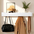 Coat Rack Wall Mount with Shelf Entryway Shelf Modern Key Holder Hanger Wall Shelves with Hidden Hooks for Hanging Towels Coats Hats Bags for Hallway Bathroom Bedroom (Wavy White, 8 Hooks) by FURNAWAY