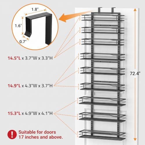 Moforoco Black 9-Tier Over The Door & Wall Mount Pantry Organizer - Image 2