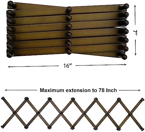 SKOLOO Hat Rack for Wall with 20 Hooks, Solid Wooden, Modern, Expandable Coat Rack Wall Mount for Coats, Hats, Bags, Baseball Caps, Dark Walnut Color - Image 6
