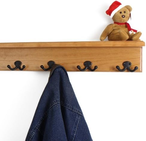 PegandRail Solid Cherry Shelf Coat Rack with Aged Bronze Double Style Hooks - Made in The USA (Cherry, 31" with 6 Hooks) - Image 3