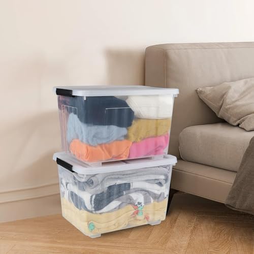 Wekioger 50 Quart Latching Box, 4 Packs Plastic Lidded Storage Bin - Image 6