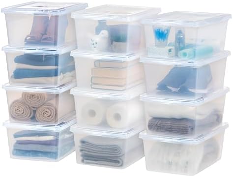 IRIS USA 12-Pack 17 Qt Storage Bins with Lids, Clear, Stackable by IRISUSA