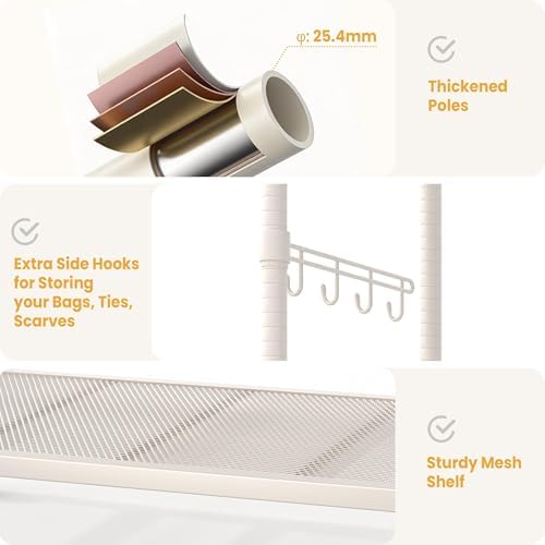 Rolling Clothing Rack Metal Wardrobe Rack 695LBS with Shelves White - Image 5