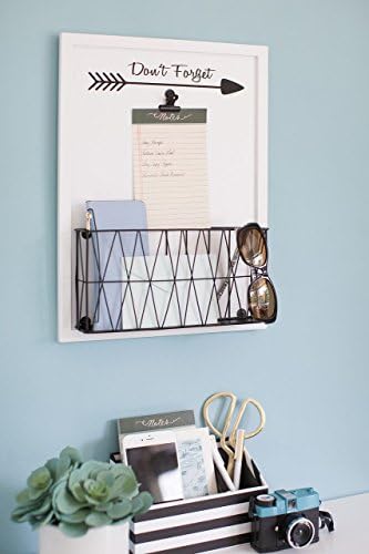 BLU MONACO | Wall Mail Organizer for Home in Rustic White Wood | Wall Mounted Document Holder with Metal Basket | Office Mailbox Wall Mount and Outgoing Mail Holder - Image 4
