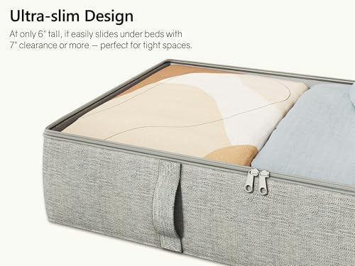 2-Pack Under Bed Storage Containers, 8 Inches Tall Clothes Storage, Gray - Image 6