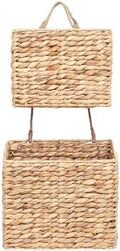 YAHUAN Woven Water Hyacinth Hanging Basket 2-Tiered Rectangular Storage Baskets Over the Door Organizer Hanging Organizer Hanging Wall Basket for Home,Kitchen,Garden, Office (Rectangular) by YAHUAN
