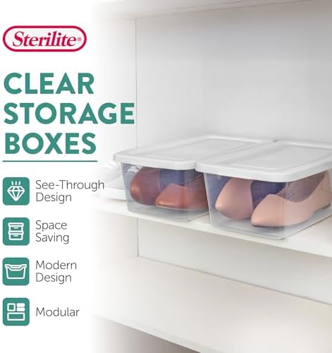 Sterilite Storage Boxes, Stackable Clear Plastic Bins, 6 Quart, 24-Pack - Image 3