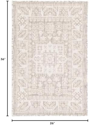 Rugs.com - Outdoor Aztec Rug – 2' x 3' 1 Light Gray Indoor/Outdoor Rug – Weather Resistant Flatweave for Patios, Decks, and Porches - Image 2