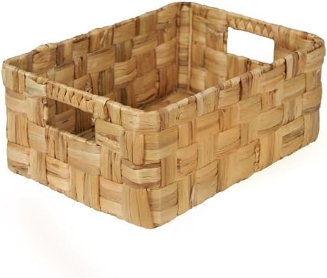 Vatima Jumbo Wicker Storage Basket, Large Hyacinth Organizer, 16.9x12.1x7.1H Inches - Ideal for Home Shelving and Pantry Storage by VATIMA
