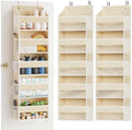 SpaceAid 2 Pack Over The Door Organizer with 5 Large Pockets and 10 Mesh Side Pockets, 5 Layers Door Organizer Hanging with Clear Window for Bedroom, Bathroom, Pantry and Nursery, Beige by SpaceAid