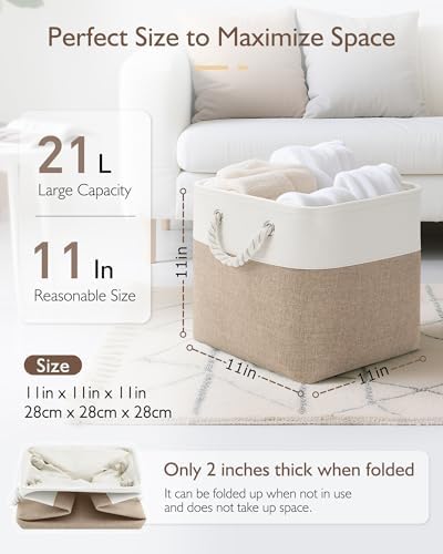 Patvingot 11-Inch Fabric Cube Storage Bins with Handles,6 Pack,Foldable - Image 2