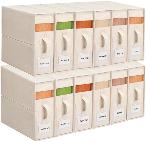 Cotton Linen Sheet Organizers and Storage, 12Pack Off-White by ZenStorage