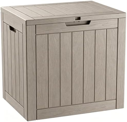 32 Gal Outdoor Storage Box Waterproof Lockable,Deck Box,Medium Gray by NUNULAB