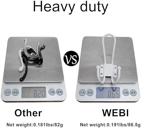 WEBI Coat Hooks Wall Mount,5 mm Thick,10 Large Triple Hooks,Heavy Duty Metal Backpack Wall Hooks for Hanging Clothes,Robe,Towel,Closet,Farmhouse,Mudroom,White - Image 7